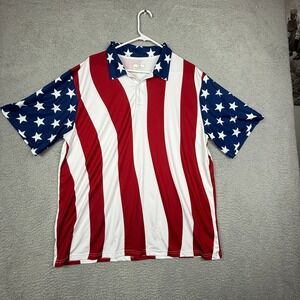 Obnoxious Golf Mens XL American Flag Polo Shirt Loud Golf‎ Style
